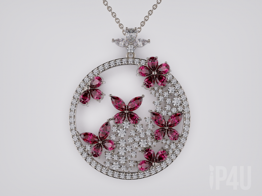 Butterflies and flowers pendant image 2