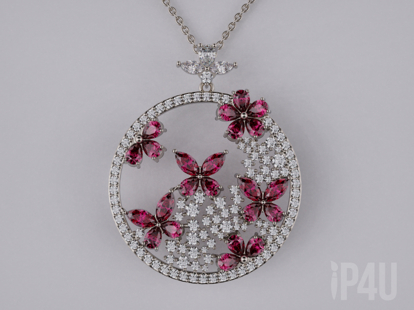 Butterflies and flowers pendant image 1