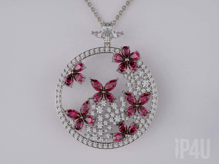 Butterflies and flowers pendant image 3